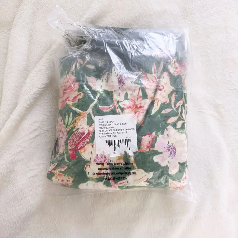 Anthropologie Valentina Velvet Throw Blanket 50 x 70